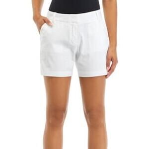 CROWN & IVY White Cotton Spandex 5" Inseam Chino Shorts Pockets Women's Sz 12